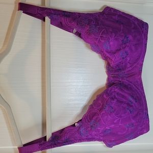 (2 for 25) 36DD Frederick's of Hollywood embroidered purple bra